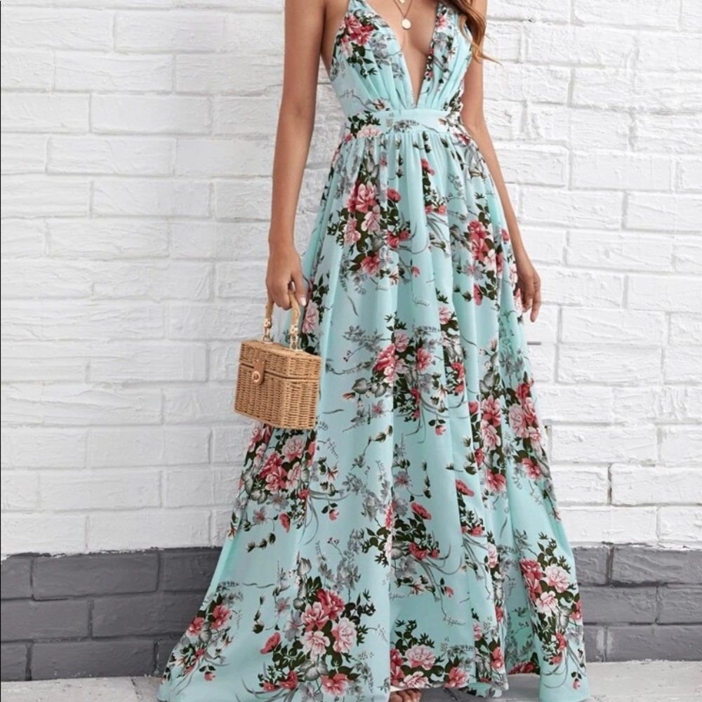 Aqua Floral Sundress